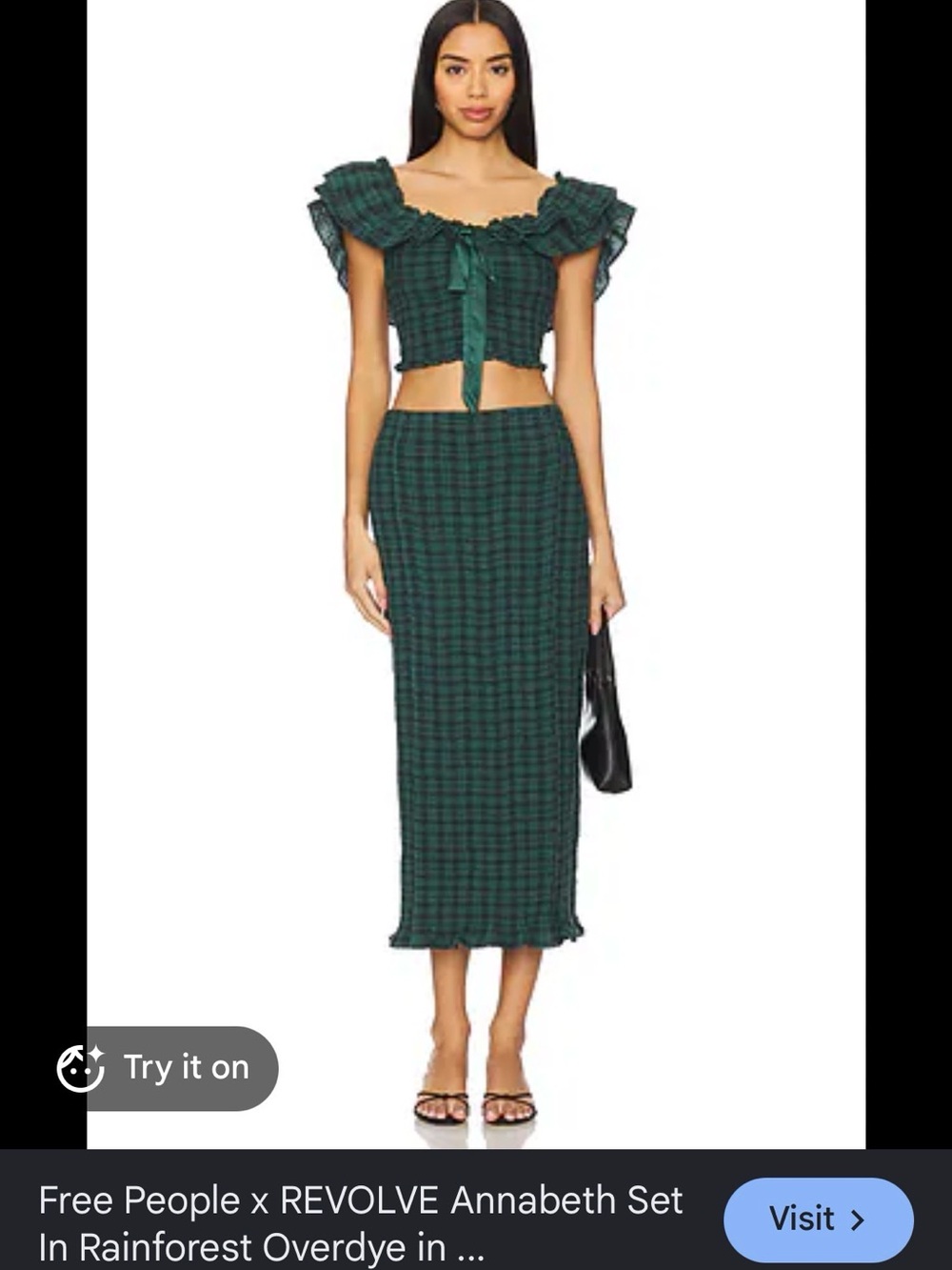 Free People Rainforest Green Plaid set